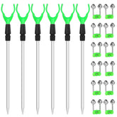 Six extendable fishing rod holders with alarm bells in a set